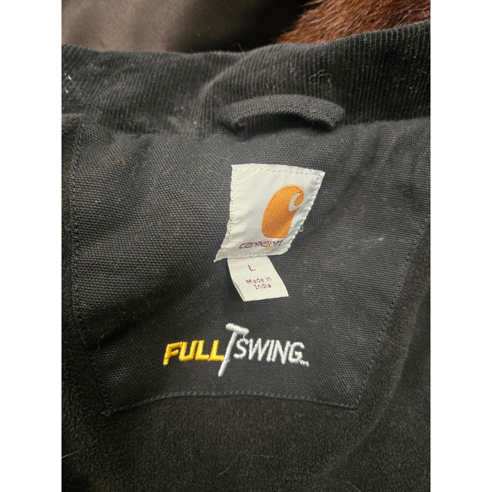 Carhartt Full Swing Armstrong Jacket Mens Large Black Cotton Duck Fleece Lined - Picture 3 of 4